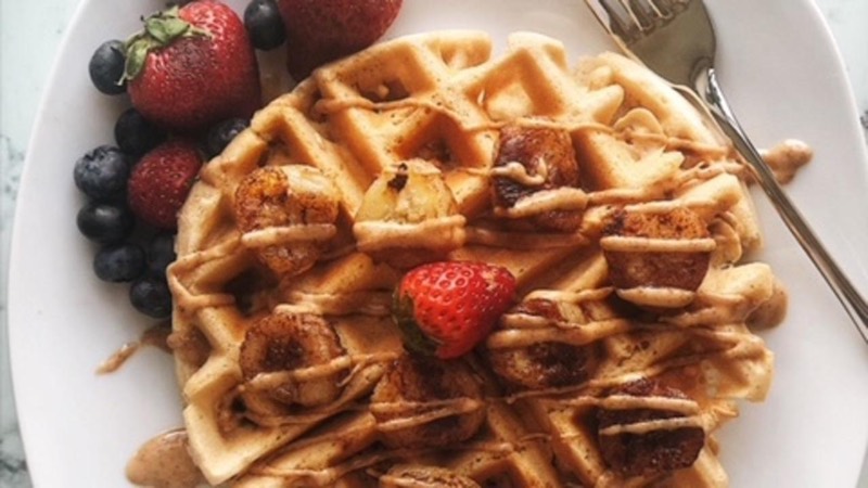 Caramelized Banana Protein Waffles