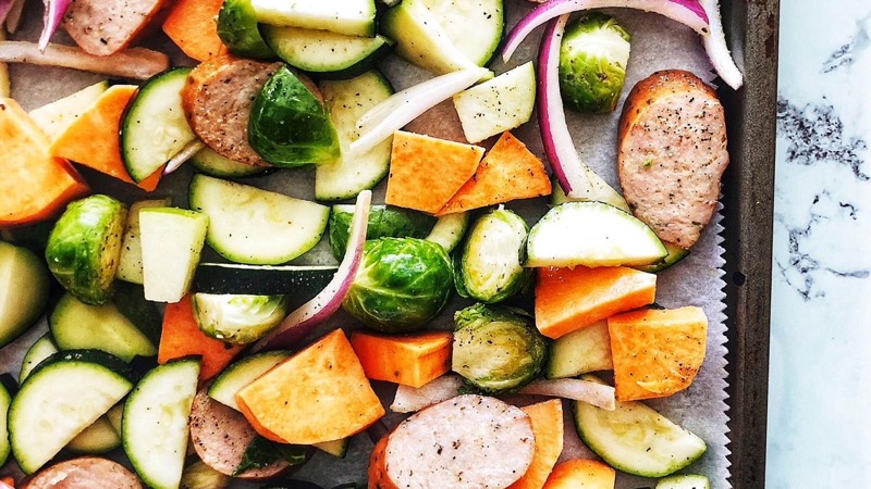 Sheet Pan Roasted Veggies and Chicken Sausage